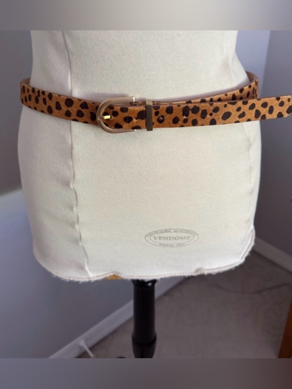 Talbots Leopard-Print Belt with Gold Buckle